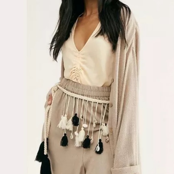 NEW Free People Tassel Rope Belt W/ Shell Detail One Size XS S M L - Picture 1 of 7